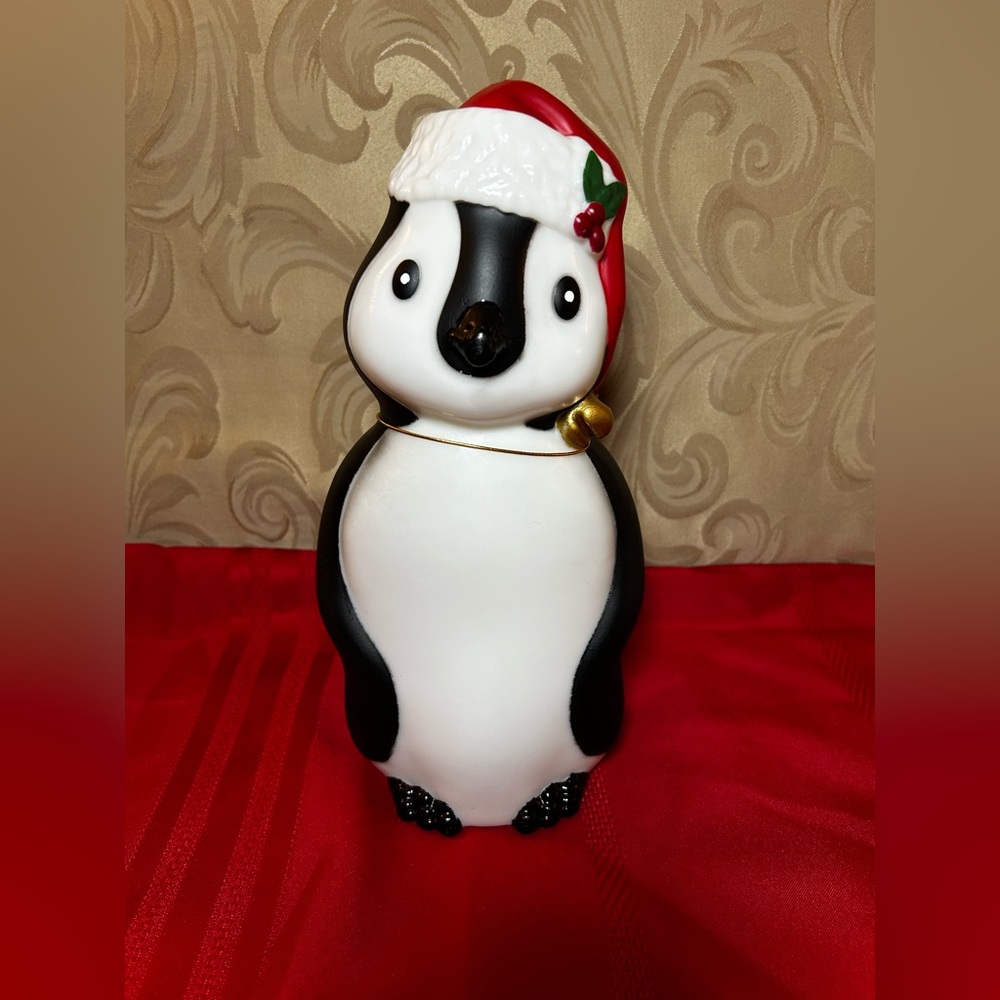 NWT Holiday Time Penguin in Santa Hat Christmas Tabletop Blowmold 11”